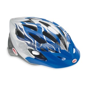 D�tsk� p�ilba Bell Alibi 10 silver/blue flames Ka�d� mlad� cyklista pot�ebuje sv� Alibi - p�ilbu, kter� poskytne v�rohodnou v�mluvu, pro� vyjet na kole s kamar�dy. Bell 