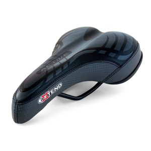 EXTEND - Sedlo Active Kvalitn� a pohodln� sedlo, ur�en� pro CROSS a MTB. Komfortn� geometrie. Lehk� p�na dvoj� hustoty pro pohodl� a dlouh�ch cest�ch. Bo�n� n�razn�ky zabra�uj� po�kozen� potahu p�i p�du. Extend 