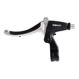 EXTEND - Brzdov� p�ka stav.�roub �erno/st�. 3 prst� D�lka p�ky: 9 cm 
Odsazen� od ��d�tek: 5 cm 
Materi�l: Al 
Pr�m�r ��d�tek: 22,2 mm 
Hmotnost: 212 g 
Cena za p�r  Extend