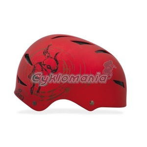 Downhill/BMX p�ilba Giro flak 10 red creep P�ilba nejen na dirt jump a freestyle s odolnou ABS sko�epinou, EPS p�nov�m polystyrenem a pohodln�m polstrov�n�m. P�ilba kter� v�m padne na hlavu a se kterou jezd� sv�tov� riders. Giro 