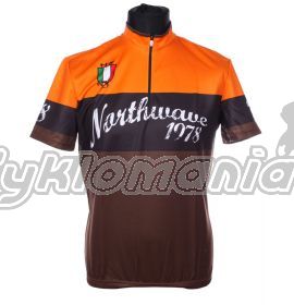 Dres Northwave Seventy 09 brown - V�STAVN� Stylov� retro dres ze 70. let. Elastick� zakon�en� ruk�v� a konce dresu, sportovn� p�il�hav� st�ih a 3 zadn� kapsy. JEDN� SE O V�STAVN� KUS Z V�LOHY, PROTO JE VE SLEV�. Northwave 