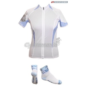 D�msk� dres Sensor Race b�l� + pono�ky Flowers D�msk� v�konnostn� dres z materi�lu micropolyester. Anatomick� p�il�hav� st�ih. V bal��ku od n�s obdr��te tak� pono�ky Flowers. Sensor