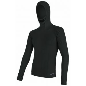 Pánské triko Sensor Merino DF dl. rukáv s kapucí černá