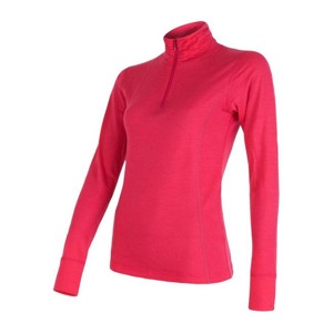 Dámské triko Sensor Merino Wool Active dl. rukáv stoják zip magenta