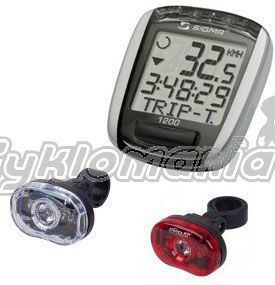 Sada 1200 Superflash Jedinečná sada cyklocomputeru Sigma BC 1200, předního a zadního světla PRO-T se Superflash diodami. Sigma