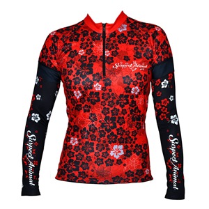 Dámský dres Cyklomania Flowers black/red + návleky