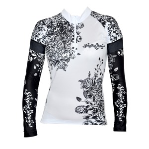 Dámský dres Cyklomania Flowers white/black + návleky