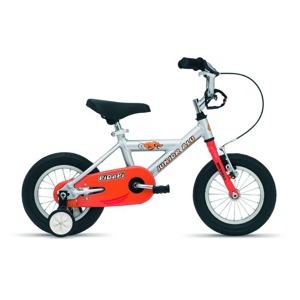 D�tsk� kolo Pidapi Junior ALU 12'' - oran�ov� Nejmen�� model d�tsk�ho kola s pevn�m odleh�en�m r�mem, zadn� i p�edn� brzdou, bezpe�nostn�mi kryty ��d�tek a p��davn�mi kole�ky.  Ostatn�