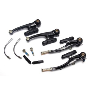 Brzdov� �elisti TEKTRO V-brake 310 dural Sada dvou brzdov�ch �elist� (p�edn� + zadn�) 
Materi�l: dural 
D�lka brzdn� plo�ky: 5 cm 
Botky jsou zahnut� do tvaru r�fku 
Typ brzd: V-brake 
Barva: �ern�, st��brn�, titan Tektro