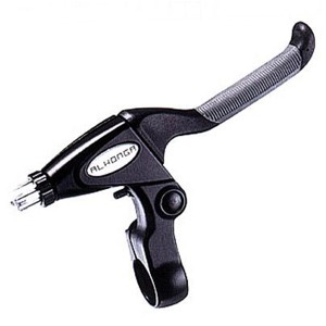 Brzdov� p�ky ALHONGA Comfort D�lka p�ky: 9,5 cm 
Odsazen� od ��d�tek: 5 cm 
Materi�l: dural/plast 
Pr�m�r ��d�tek: 22,2 mm 
Cena za p�r 
Ur�eno jen pro V-brake 
Protiskluzov� grip na p�k�ch  Alhonga
