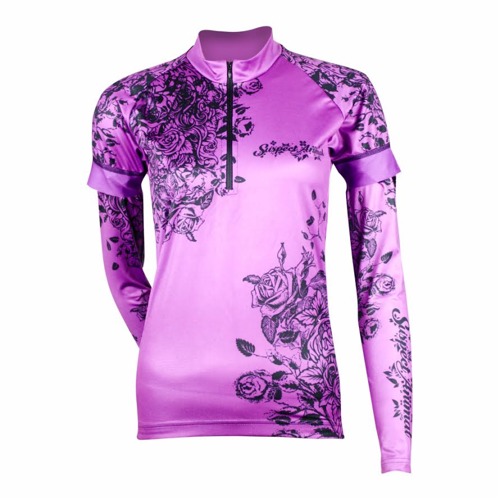 Dámský dres Cyklomania Flowers purple/purple + návleky