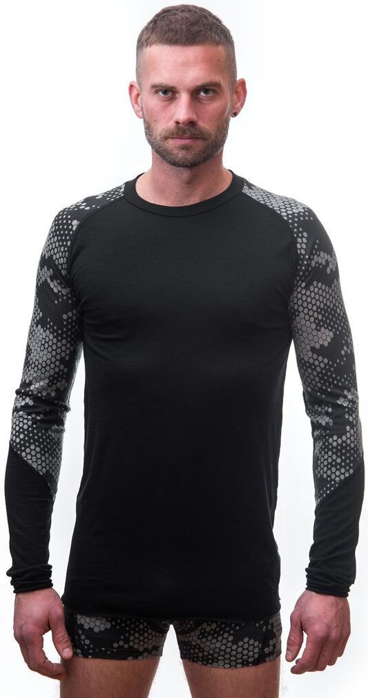 Pánské triko Sensor Merino Impress dl. rukáv černá/honeycomb