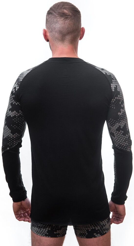 Pánské triko Sensor Merino Impress dl. rukáv černá/honeycomb
