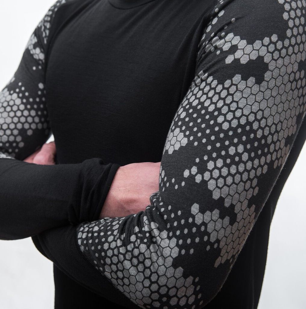 Pánské triko Sensor Merino Impress dl. rukáv černá/honeycomb