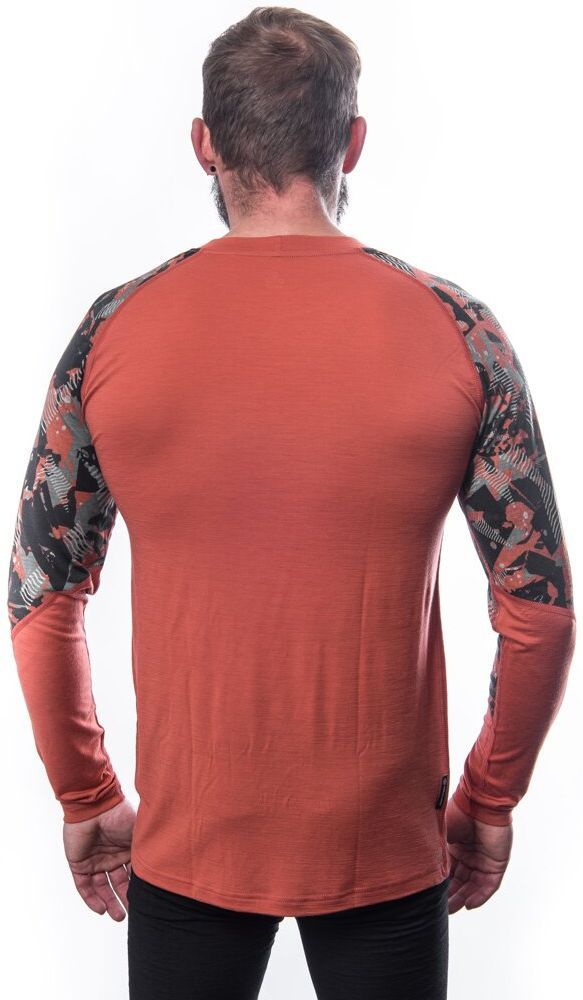 Pánské triko Sensor Merino Impress dl. rukáv terracotta/rush