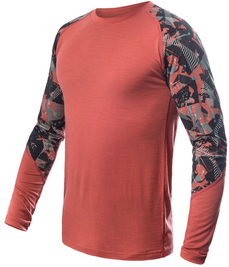 Pánské triko Sensor Merino Impress dl. rukáv terracotta/rush